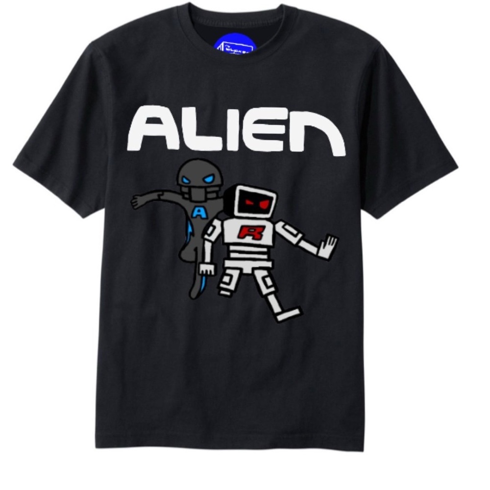 Men’s Alien and Robot Graphic Black Shirt